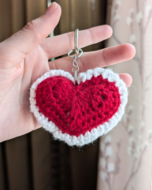 Ruffle Heart Keychain (Red and White)
